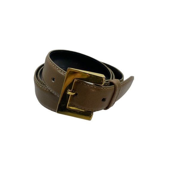 Ann Taylor Taupe Leather Belt M - Picture 1 of 9
